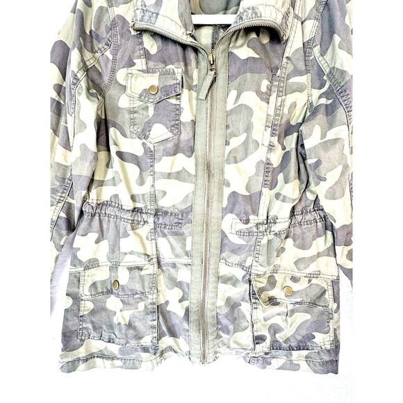 MIAMI Utility Jacket Womens L  Green Camouflage Safari Anorak Zip Up Military - Picture 3 of 13
